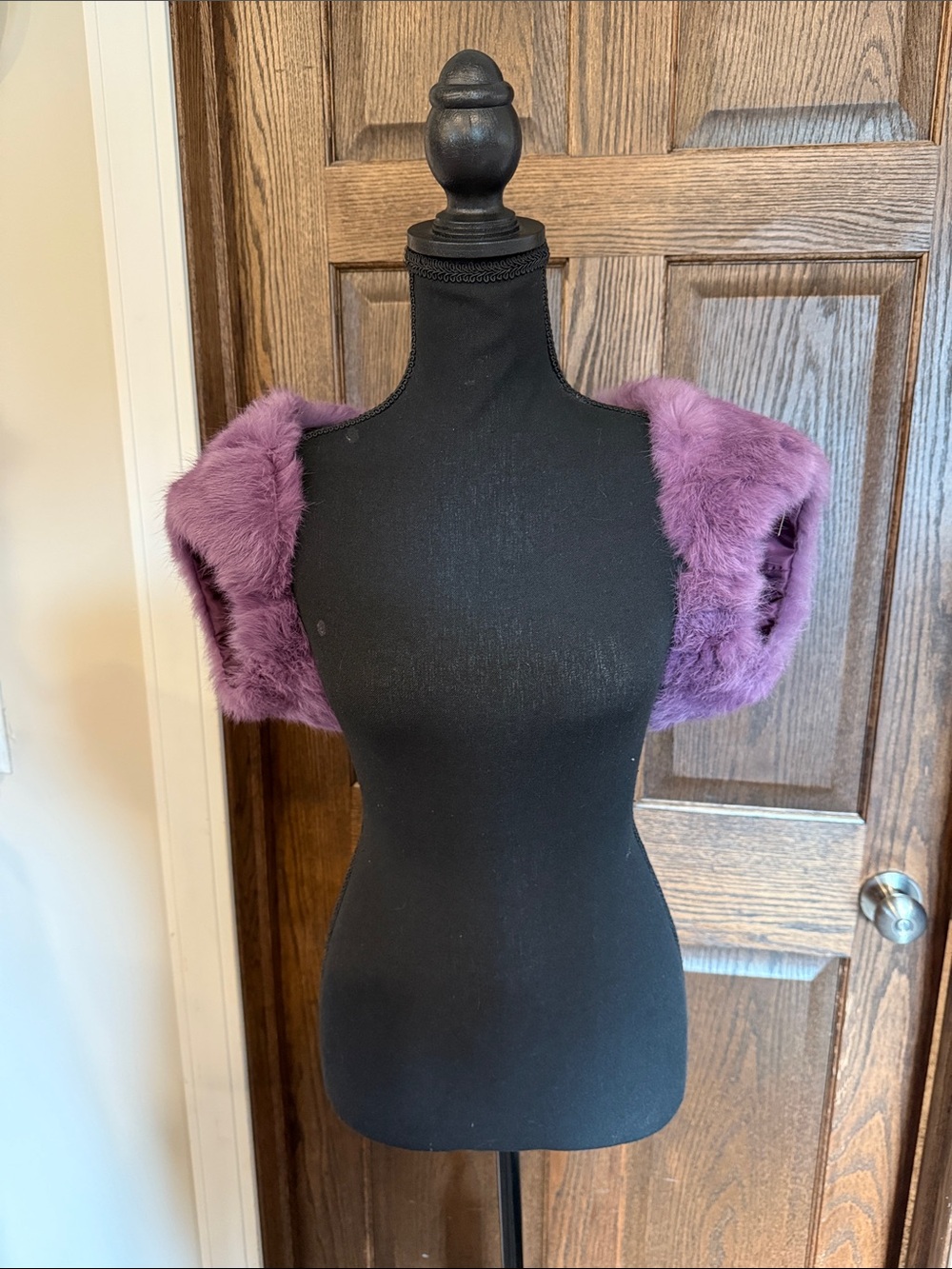 Cejon Purple Genuine 100% Rabbit Fur Shrug Bolero Vest Y2K Glam
